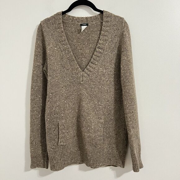 J. Crew Wool Mohair Angora Rabbit Hair Knit Sweater SIze M Brown Speckle Capsule - Picture 1 of 5